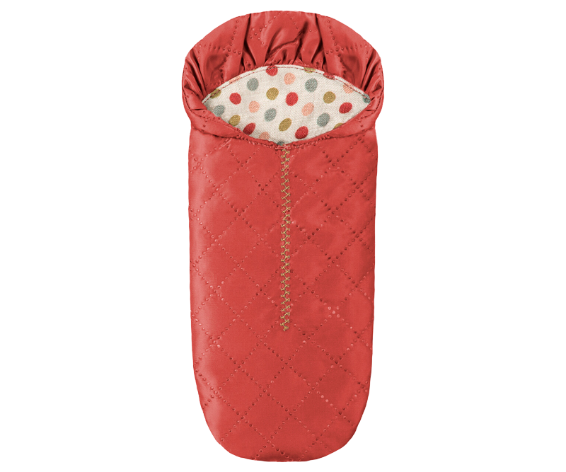 Schlafsack rot mit Punkten